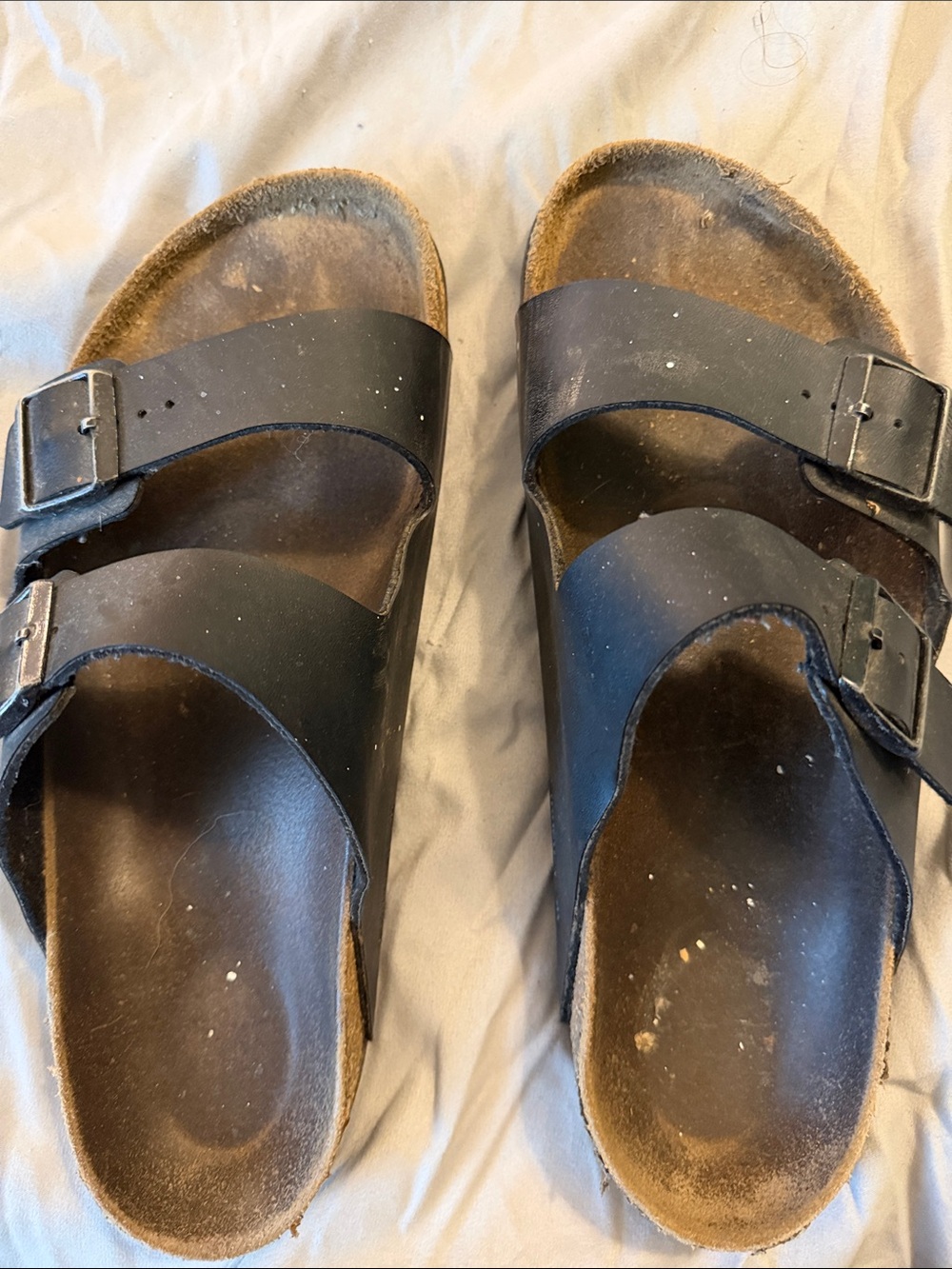 Black Double Strap Cork Footbed Sandals